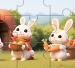 Jigsaw Puzzle: Rabbits With Carrots